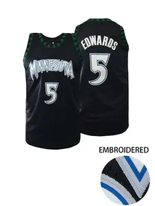 Men's Minnesota #5 High-Quality Breathable Basketball Jersey, Athletic Training Apparel, Loose Fit Round Neck Sleeveless Vest, Sports Top, Casual Unisex Sportswear