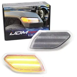 iJDMTOY Matching Clear Lens Amber Full LED Side Marker Light Kit For Jeep 2018-up Wrangler JL, 2020-up Gladiator, Powered by 27-Diode LED