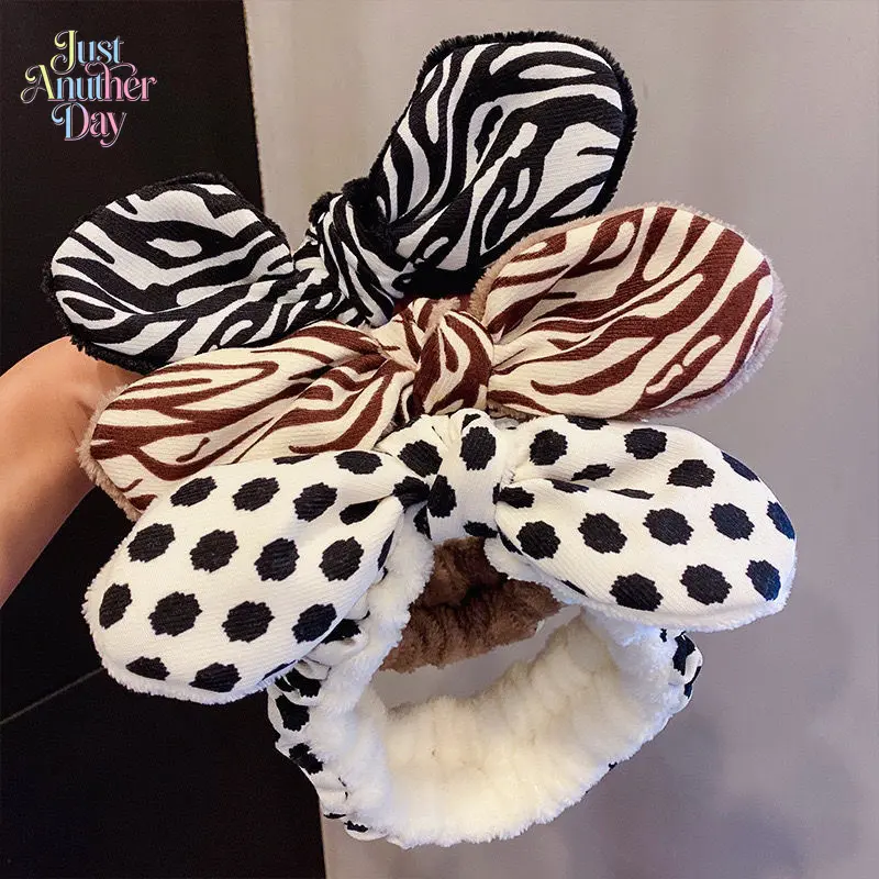 Women's Animal Print Headband - Face Wash, Makeup, Beauty Salon Use Headgear with Bow (Sports & Outdoor, Camping & Hiking, Picnicware Accessory), Headbands For Women