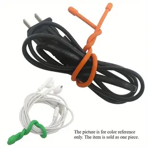 5 silicone cable ties, reusable elastic bands for cable management, ropes, hanging, reusable rubber twist straps, Desk Cable Organizer
