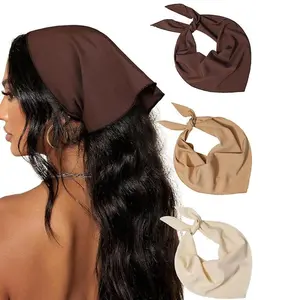 3-piece suit Flower Solid color Hair Bandanas Headbands Chiffon Head Kerchief for Women Girls Bohemian Hair Scarf Floral Lace Edge Headband Bandana