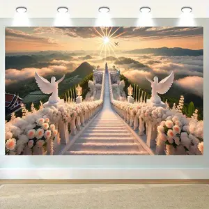 1pc Stairway Backdrop Heaven Elegant Design Multiple Sizes No Electricity Needed for Wedding Birthday Party Home Studio Event All Season