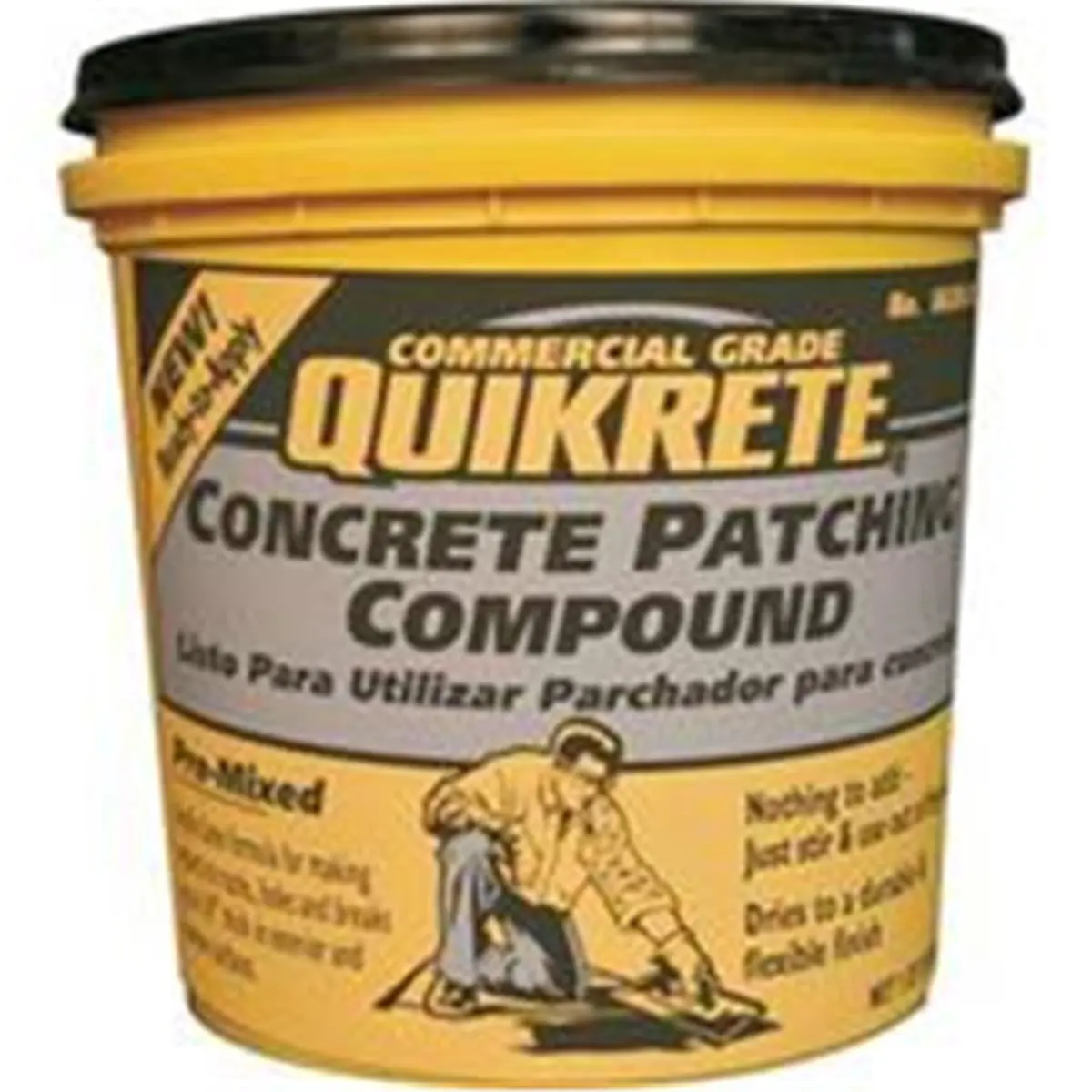 Quikrete 0075531 Water-Resistant Concrete Patching Compound - 1 Qt. Pail, 2.083 Lbs, Cracked Filler, Multipurpose Adhesive, Paste Form, Concrete Repair, Butyl Benzyl Phthalate, Titanium Dioxide