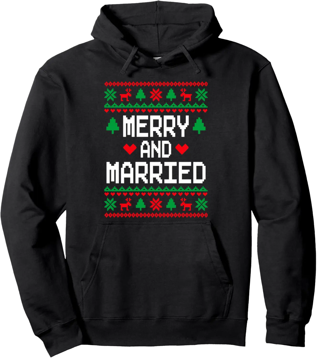 Merry And Married Couples Matching Ugly Christmas Sweaters Pullover Hoodie - Tatyanata Shop 48B0FPKS3PJC