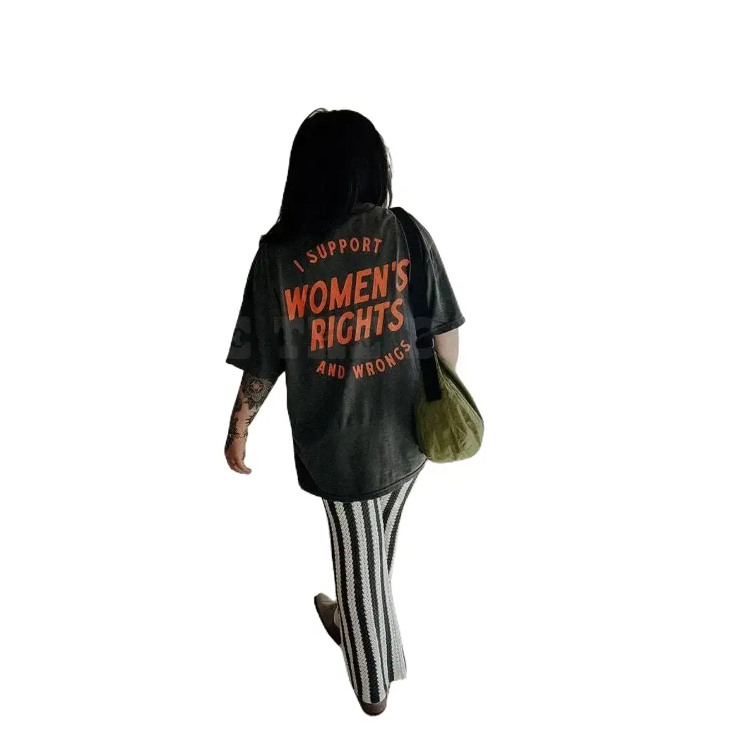 I Support Womens Rights And Wrongs Tee, Feminist girl power rebel tee, vintage inspired graphic tee Casual Fit Top Womenswear Adjustable Clothing