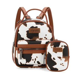 Wrangler Mini Cow Print Backpack Cute Backpack Purse for CowLovers-Fall Fashion Back to School Stylish Daypack