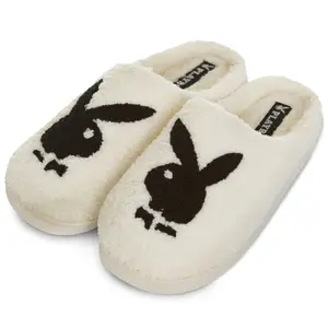 Playboy Mens Slippers Gifts for Men Extra Cozy Fuzzy House Slippers Slip On Slide Fluffy