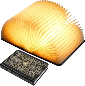 Book Lamp for Book Lovers Bookshaped Small Mood Lighting Lamp Foldable Paper Hardcover Unique Aesthetic Lamps USB Rechargeable Bookish Decor for Library Reading Nook