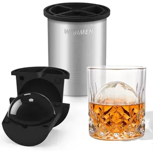 2.5" Ball Compact Stainless Steel Clear Ice Maker for Old Fashioned Whiskey Cocktail Bourbon Gifts
