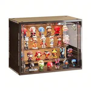 Display Case for Collectibles,4 Layer Updated Adjustable Acrylic Display Holder with Magnetic Door,Black Clear Stackable Display Box Hobby Display Cases Organizer for Figures,1 Pack 14*7.4*10.8in