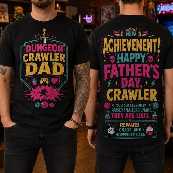 Dungeon Crawler Dad Shirt, New Achievement Happy Father's Day Crawler Tee, Dungeon Crawler Carl DCC, LitRPG Gamer Dad Gift, Booktok tee