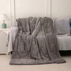 Sherpa 15lb Weighted Blanket for Adult, Both Sides Reversible  Soft Plush Weighted Heavy Blanket for  Season Grey 60in*80in