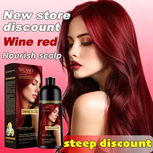 Hair Dye Shampoo （300ml）3 In 1 Herbal Hair Dye Color Shampoo Plant For Woman And Men Hair Dye For Gray And Dark Hair Wine Rend And Chestnut Brown And Black Four Colors Hair Dye Shampoo, Long Lasting & Coverage red wine Brush Nourish Scalp Haircare tiktoks