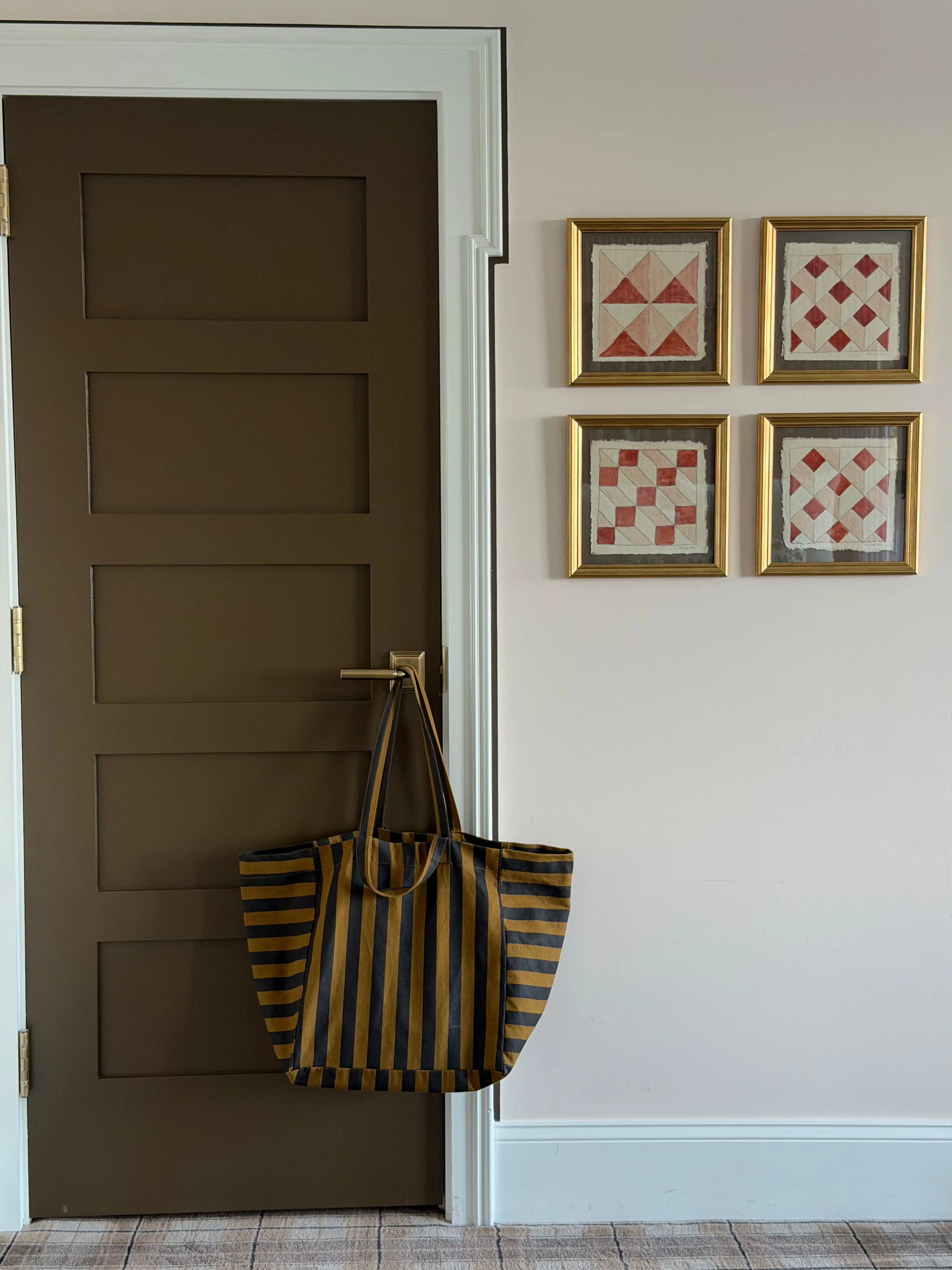 COFFEE & BLACK STRIPED TOTE BAG