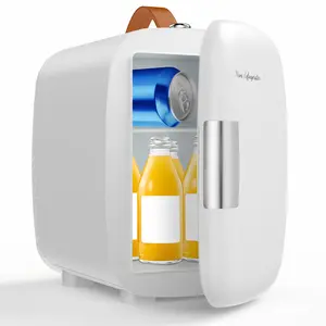 Sweetcrispy Mini Fridge for Bedroom, Office & Car, Portable 4L/4.23QT Mini Refrigerator for Skincare with Handle, Ultra-Quiet Energy-Saving Compact Cooler for Drinks, Food, Skincare & Makeup, AC/DC