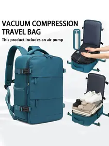 Hiking Backpack Travel Vacuum Compression Luggage Set, Carryon Backpack for Travel, Multi-Compartment Commuter Backpack, Large Capacity Business Laptop Bag, Includes Pump