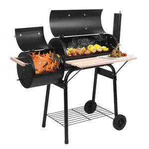 【Summervibes】Ubesgoo BBQ Charcoal Grill, Outdoor Patio Barbecue Cooker With Offset Smoker, Wheels And Tray For Balcony Picnics, Party And Camping