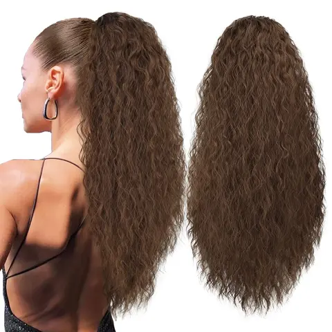 Sohochic 【Flash Sale】Long Curly Drawstring Ponytail for Women 26" Curly Ponytail Hair Extension Synthetic Clips in Drawstring Ponytail for Daily Use fluffy hairpiece Wigs Wavy, Synthetic Hair Pieces, Ponytail Hairstyles, Curly Waves