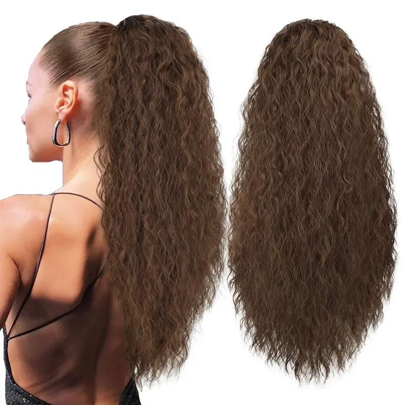 Sohochic 【Flash Sale】Long Curly Drawstring Ponytail for Women 26" Curly Ponytail Hair Extension Synthetic Clips in Drawstring Ponytail for Daily Use fluffy hairpiece Wigs Wavy, Synthetic Hair Pieces, Ponytail Hairstyles, Curly Waves