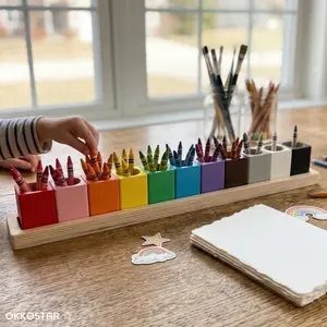 Montessori Wooden Crayon Holder for Kids | Classroom, Preschool & Homeschool Art Supply Organizer (Large Size) [Crayons or Pencils NOT Included]