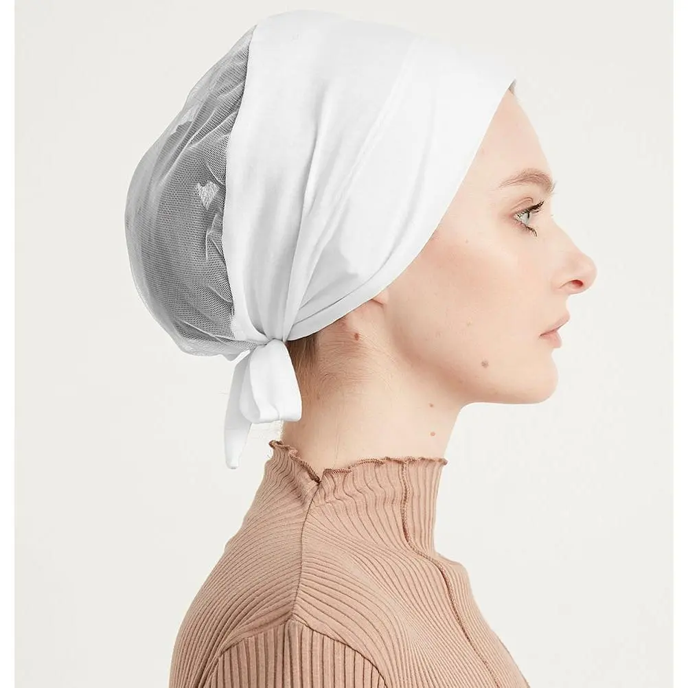 Premium Cotton Tie Back Airy Underscarf - White