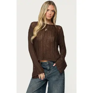 Edikted Women's Jaide Sheer Ladder Knit Sweater