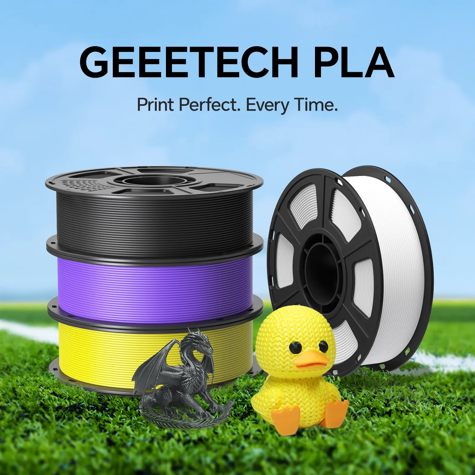 Geeetech PLA 3D Printing Filament (1.75 mm, 1 kg Spool/2.2lbs) for 3D Printing Enthusiasts, Bio-Material Supplies, ±0.02mm Accurate Dimensions, Clog-Free, Tangle-Free, Odorless, Eco-Friendly, Easy to Use for Precise Prints, FDM Printer Compatible, Accurat