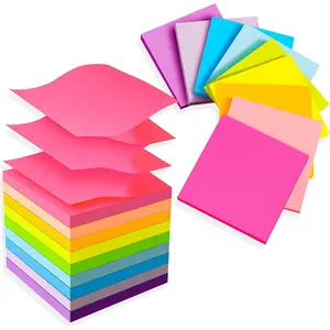 18 Pads Pop Up Sticky Notes 3x3 Refills, Strong Adhesive Memo Pad Bulk with 9 Bright Colors, Suitable for Home, Office, School, Clean Removal
