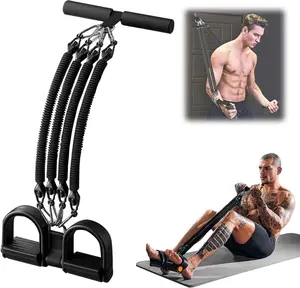 21 Fitness Resistance Bands Set - 2025 New 4-Tube Pedal Ankle Puller with Handle, 25lbs per Band, 100 Pounds in Total, Adjustable Ab Training & Strength Workout Equipment for Home Gym