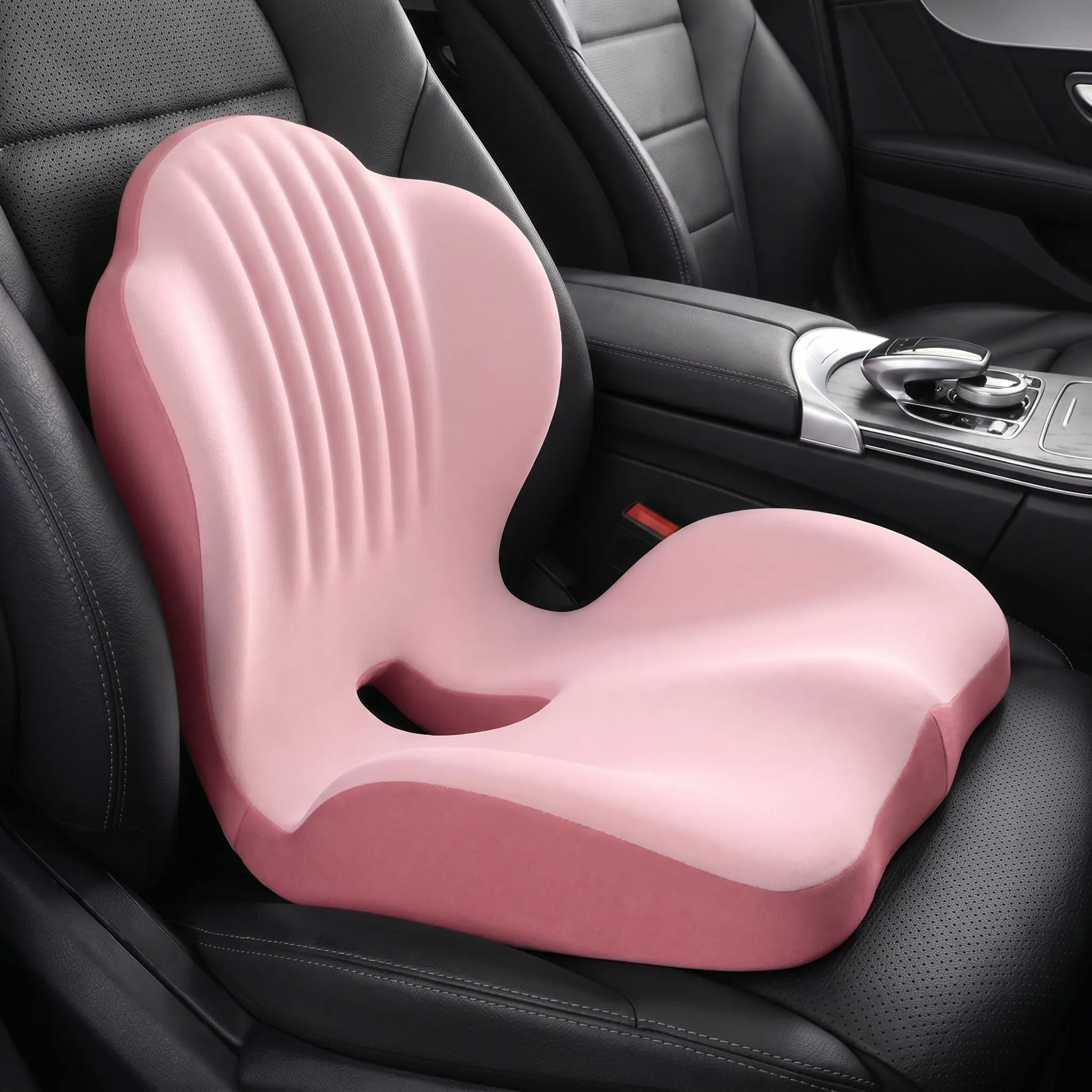 Ergonomic Design 1-Piece Memory Foam Seat Cushion with Lumbar Back Support, Posture Corrector for Hip & Waist Pressure Relief, Soft Cover for Office & Car Driving, Supportive Sitting Office Furniture Chair Pillow