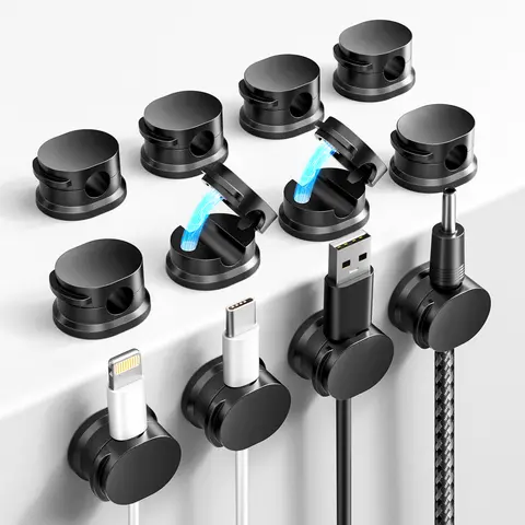 Magnetic Cord Organizer 12 Pack - Adhesive Cable Management Holder for USB Chargers on Bedside Tables Walls & Cars - Versatile & Easy to Use