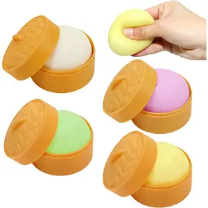 4 Pack Dumpling Squishy Colorful Squeeze Toys with Steamer Basket, Squeeze Dumpling Squishy Mystery Stress Relief Sensory Toys for Kids Adults, Anxiety Relief, Party Favors, Birthday Gifts