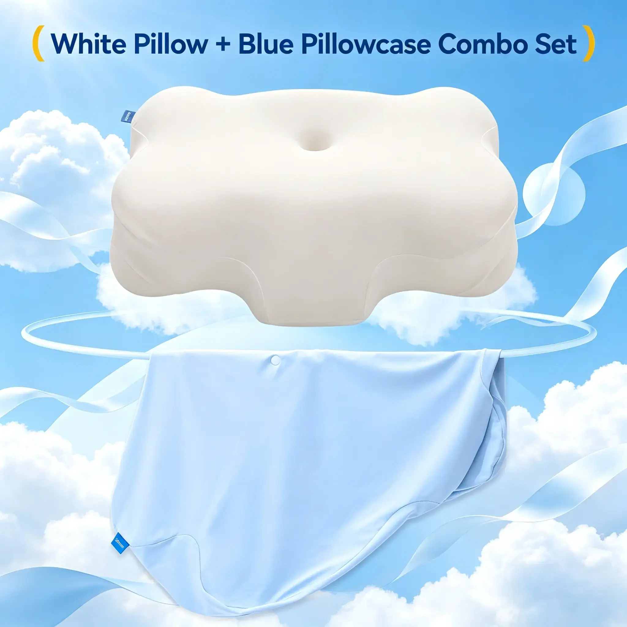 Cloud Pillow - Anatomical Butterfly Neck Design, 2026 Pillow Awards Winner, Dual-Density Memory Foam, Ear-Friendly Design, Zoned Support, Pressure Relief, Heat Dissipation, Breathable Cooling Gel-Infused Cover for Side Sleepers, Anatomi