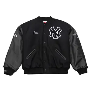 Jay-Z Reasonable Doubt x New York Yankees Black Varsity Full-Snap Jacket - Mitchell & Ness MLB Throwback, Retro Varsity Jacket
