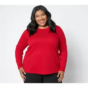 Dennis Basso Rib Knit Scoop Neck Tunic