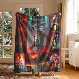 Stranger Things Vecna Theme Flannel Blanket, Large Soft Lightweight Warm, Perfect for Bed Sofa Office Camping Travel, Christmas Gift