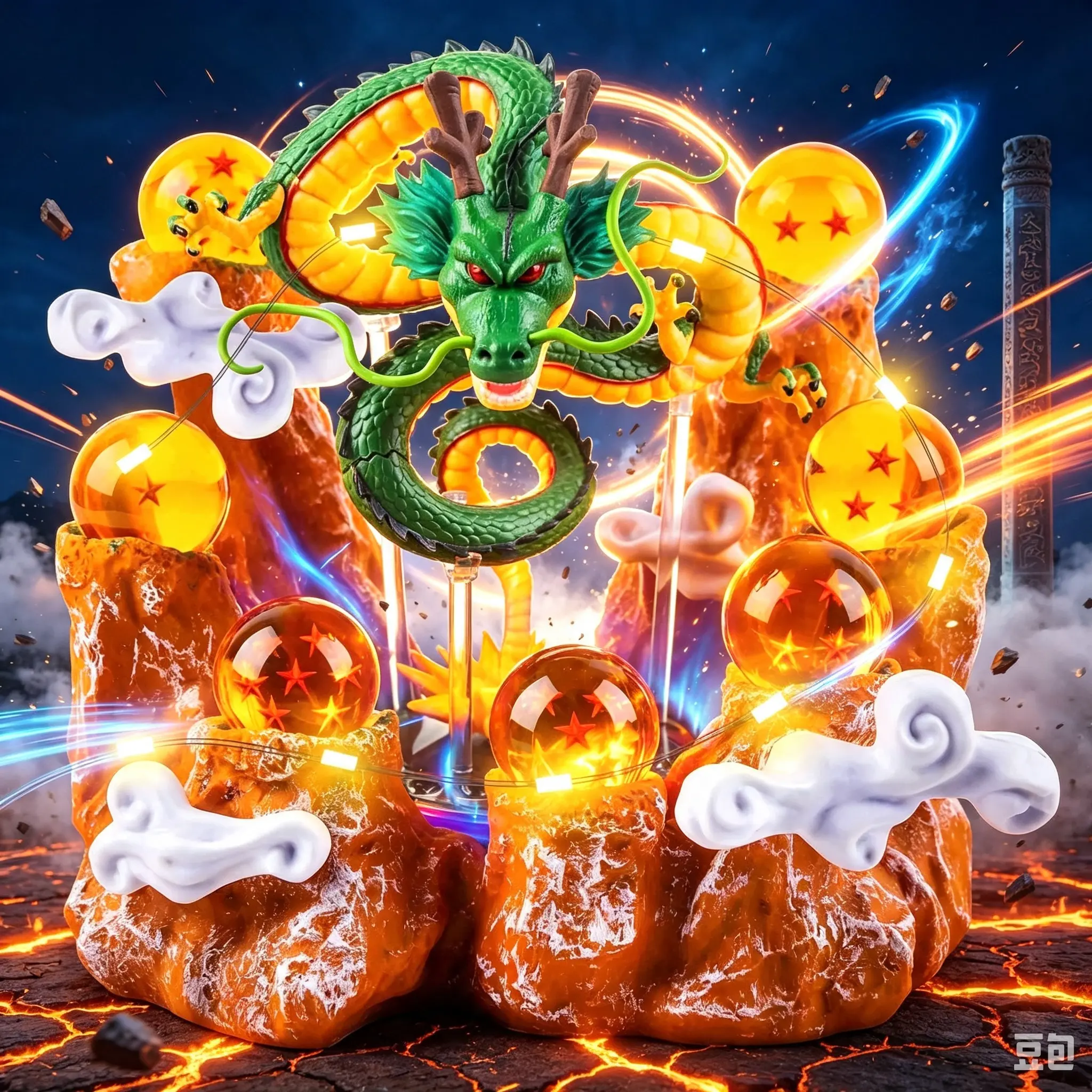 Novel children's toys wishing dragon transparent play ball set contains dragon ball statue+ball 3.5cm+acrylic base gift box stars can be used as home decoration, for Halloween/Christmas gifts, birthday gifts and toys.  statue dbz fan
