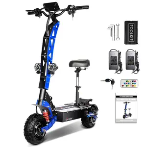 E8P 6000W Electric Scooter 52mph 70mi Range 60V/35Ah Battery 11" Tires 330lbs Load Folding with Seat App-Enabled Heavy Duty Commuting Portable Dual Motors IP55 Waterproof