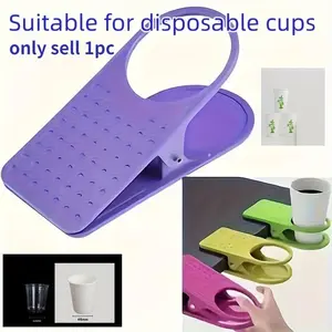 1pc Tableside water cup holder, plastic cup holder, office computer desk side tea cup holder
