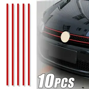 New 2026 5pcs Reflective Strips Car Stickers Auto Front Hood Grille Mouldings Red Waterproof Car Decor Accessories Exterior Parts car decor accessories