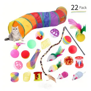 Cat Tunnel for Indoor Cats, Pet Cat Kitten Rabbit Ferret Play Toys Tube Tunnel Interactive Crinkle Pop Up Rainbow Shape