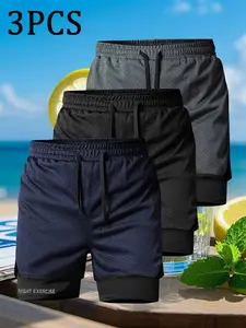 Men's Sport Shorts, Athletic Sports Shorts, Polyester & Elastic Fiber Blend, Indoor Training Shorts, Printed, Spring/summer, Casual Sports & Training Wear