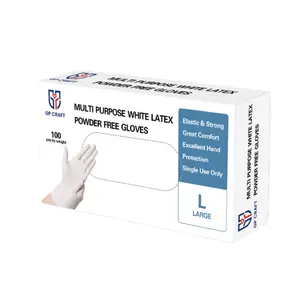 White Disposable Latex Gloves, 5mil, Powder-Free, Heavy Duty Cleaning Gloves for Kitchen, Bathroom, and Food Prep, Non-Slip