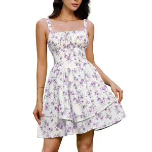 Grace Karin Floral Mini Corset Dress for Women Teen 2026 Summer Spring Flowy A-Line Sundress with Pockets