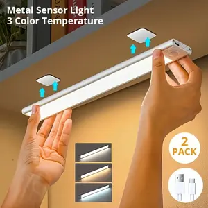 2-Pack LED Motion Sensor Cabinet Light, USB Rechargeable Magnetic Kitchen Night Light, Wireless Under Counter Closet Light for Home Decor, Ambient Lighting
