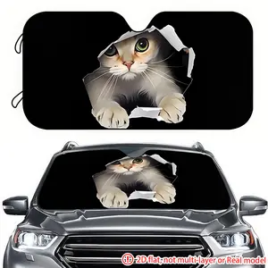 1pc paper breaking cat cute car sun visor 2D high-definition printing, car sun visor effectively blocks sunlight, suitable for SUV, RV, General Motors front windshield decoration