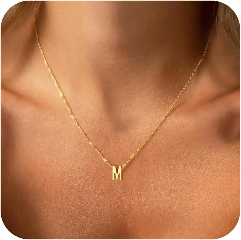 Initial Necklace for Women Girls Kids - Dainty Initial Necklace Tiny A-Z Pendant Necklace Cute Letter Necklace