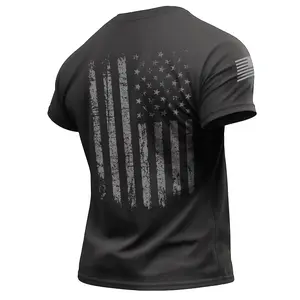 Distressed American Flag T-Shirt - Flag Printed on Back