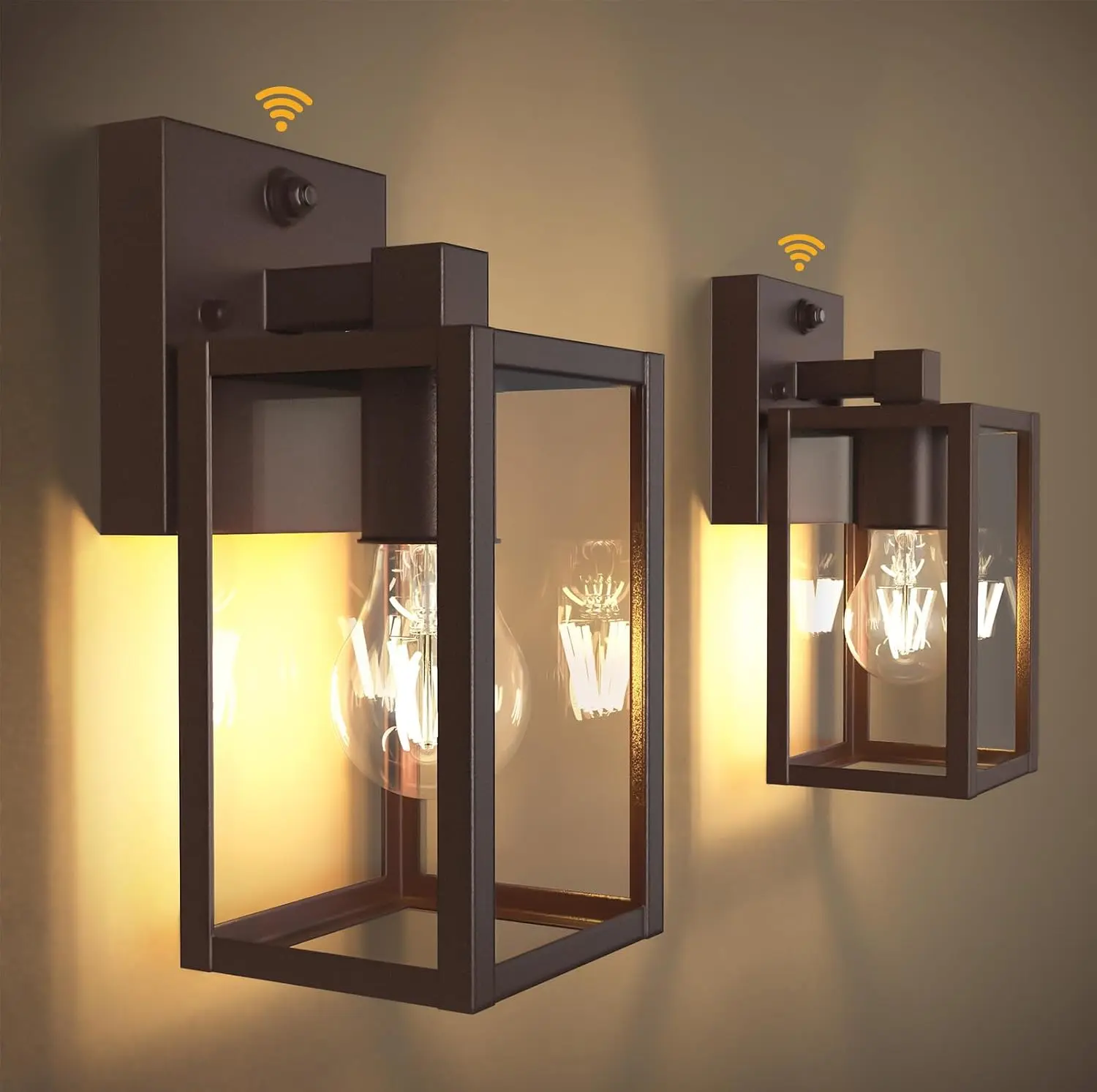 Dusk to Dawn Outdoor Light Fixtures, 2-Pack Sensor Porch Lights, Waterproof Exterior Wall Sconce Lighting Lamp, Waterproof Wall Lantern for House, Doorway, Garage (Oil Rubbed Bronze)