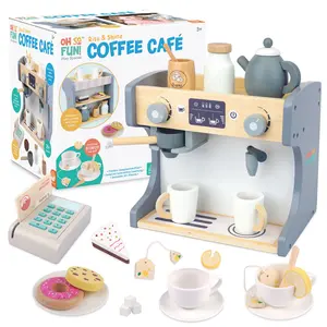 Oh So Fun! Rise and Shine Coffee Café Playset — Imaginative Wooden Café & Tea Set for Ages 3+